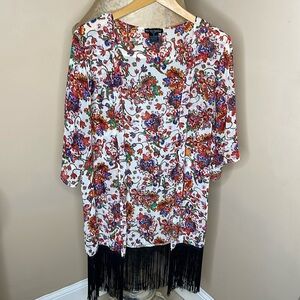 See You Monday | Floral Paisley Fringed Kimono Size Medium